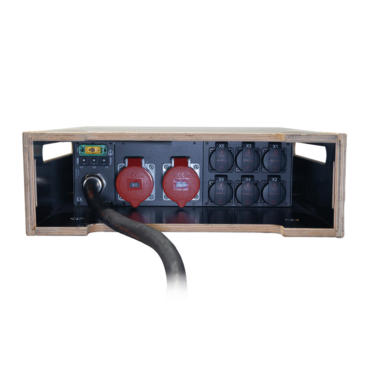 CEE 63A VT>2x 32A/6x Schuko/C-Pot